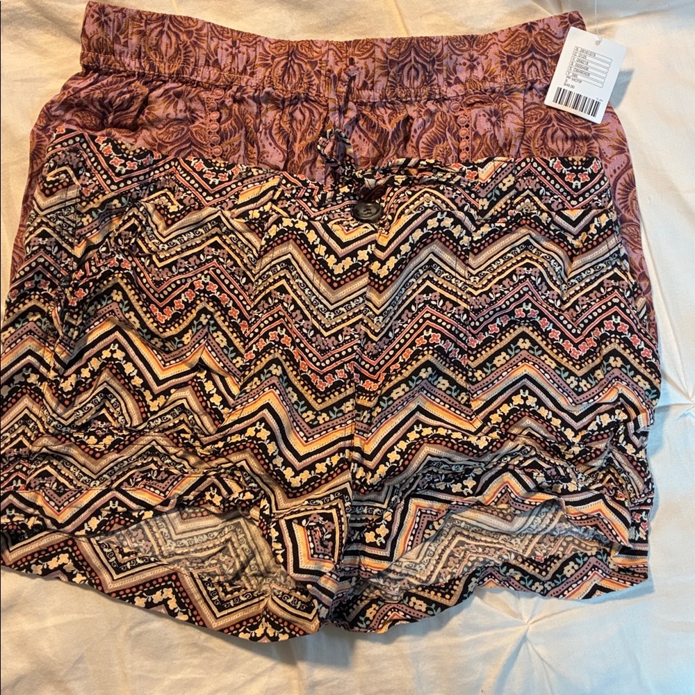 Urban Outfitters and American Rag Pink and Brown Patterned Women Shorts set